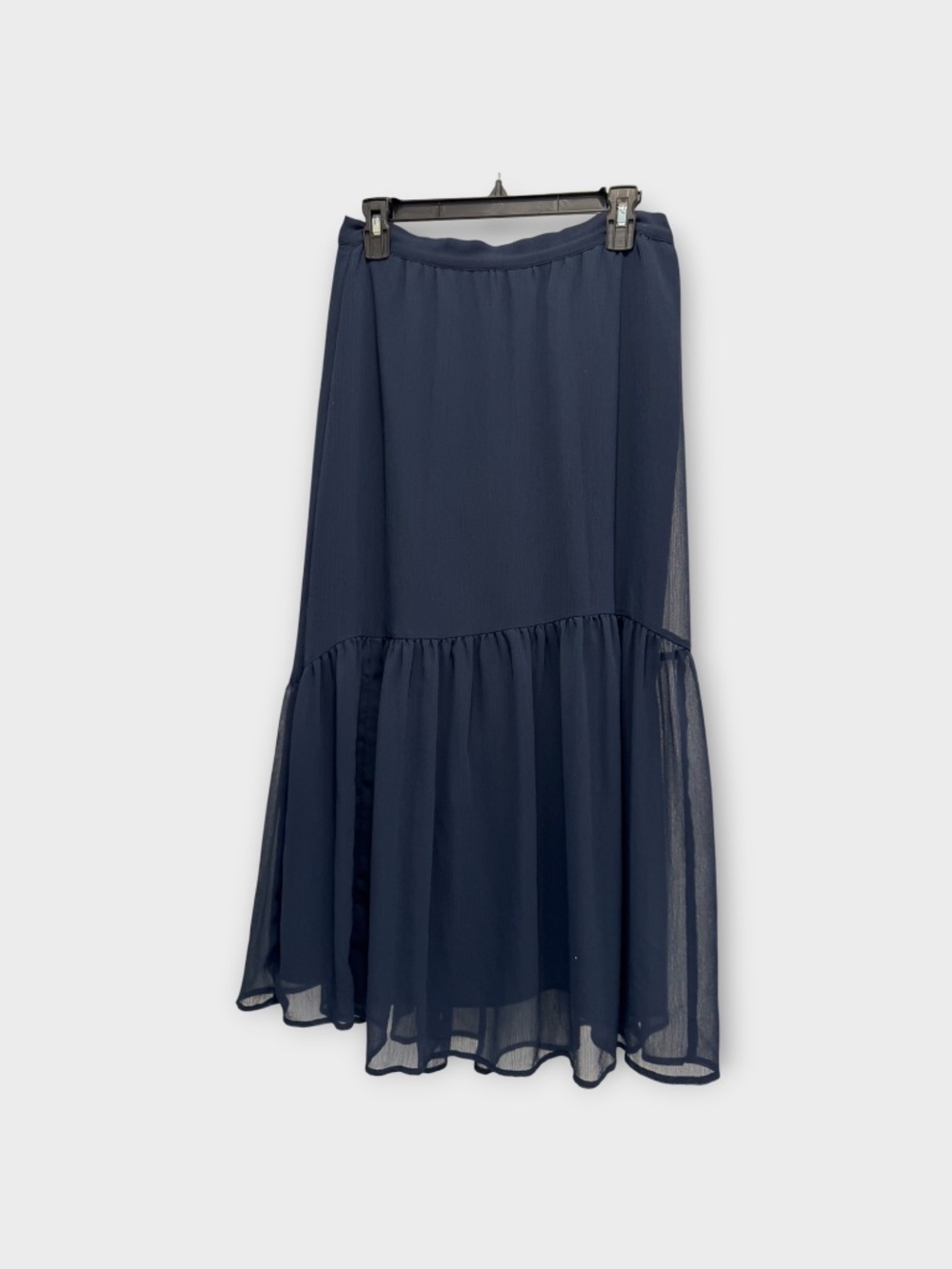 Banana Republic Navy Chiffon Midi Skirt Flowy Tiered Lined Skirt Small